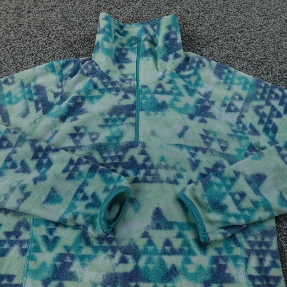 Columbia Pullover Womens XL Blue Fleece 1/4 Zip Geometric Sweater Outdoor Hike